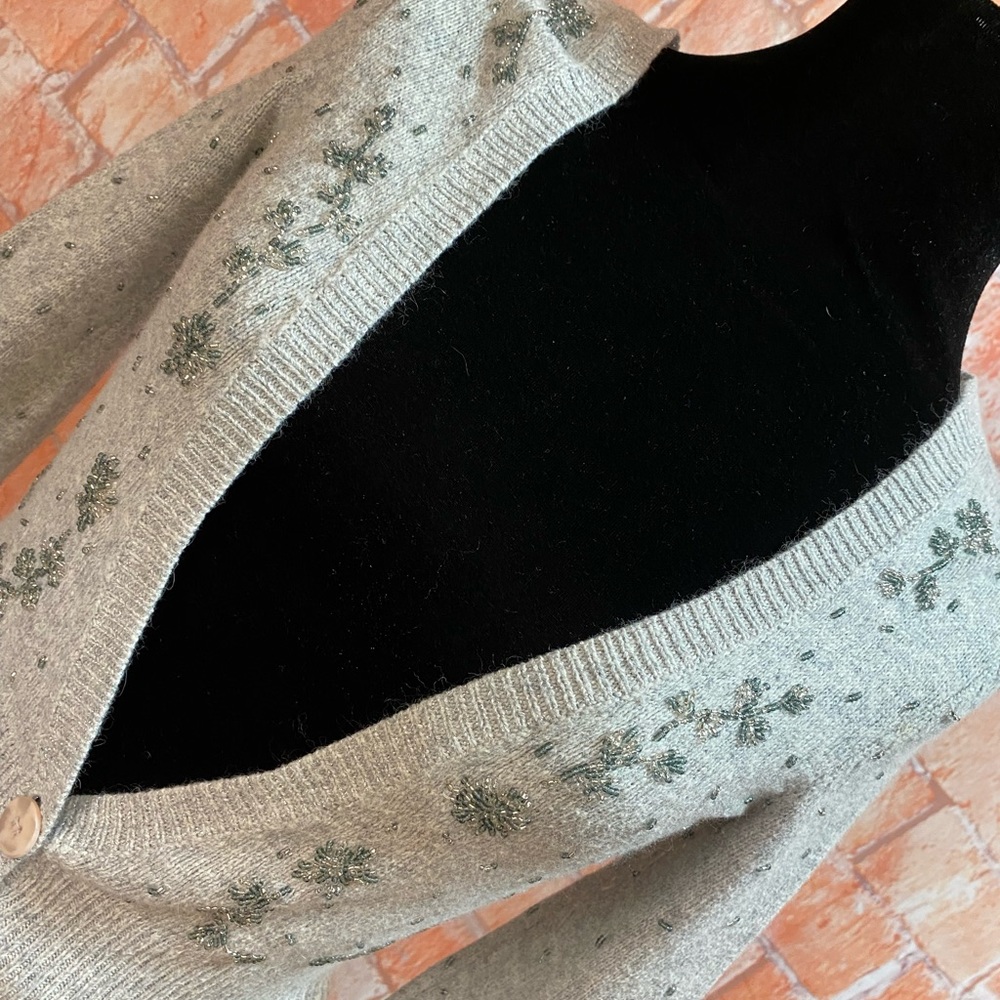 American Eagle Cropped Beaded Cardigan Sweater - Picture 2 of 9